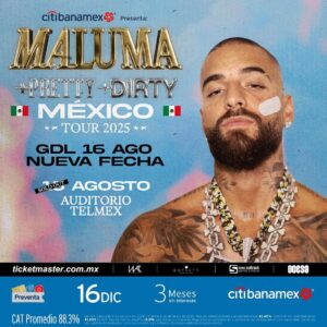 🎤 ¡Maluma – Bastante Sucia Gira 2025 en CDMX! 🎤 📅 9 de agosto, 2025 – Nueva Fecha 📍 Palacio de los Deportes