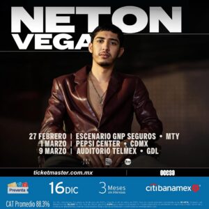 🎤 ¡Neto Vega en Vivo - Gira 2024! 🎤 📅 **9 de marzo de 2024 📍Auditorio Telmex - Guadalajara (GDL)