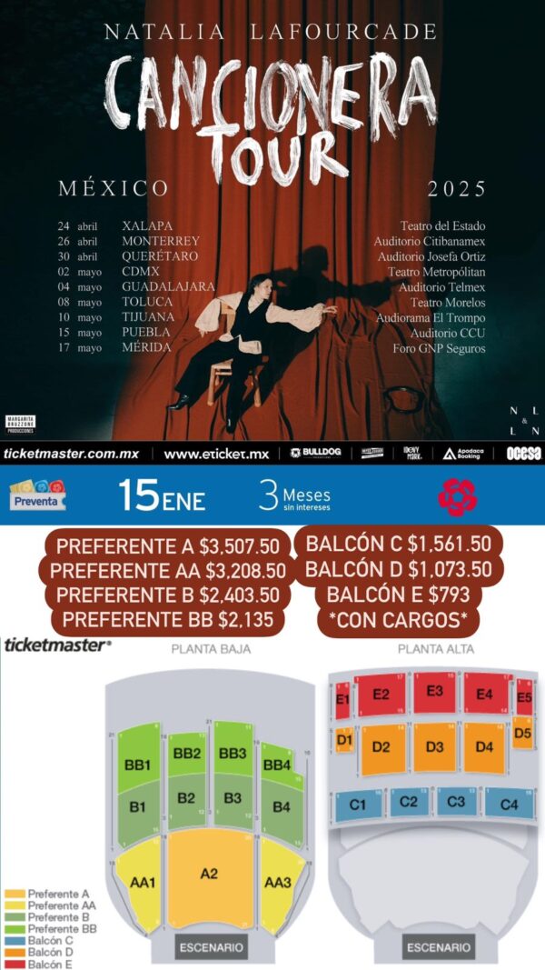 🚨ULTIMOS BOLETOS🚨 NATALIA LAFOURCADE Teatro Metropolitan CDMX, 19 de Mayo 2025 - Image 2