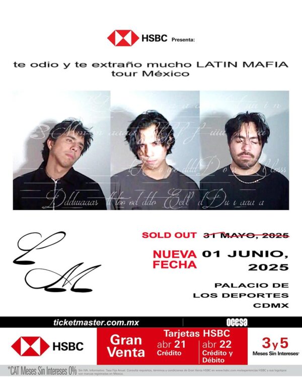 LATIN MAFIA 🎤 🗓️ Domingo 1 de Junio ​​2025 🏟️ Palacio de los Deportes | 📍CDMX , México