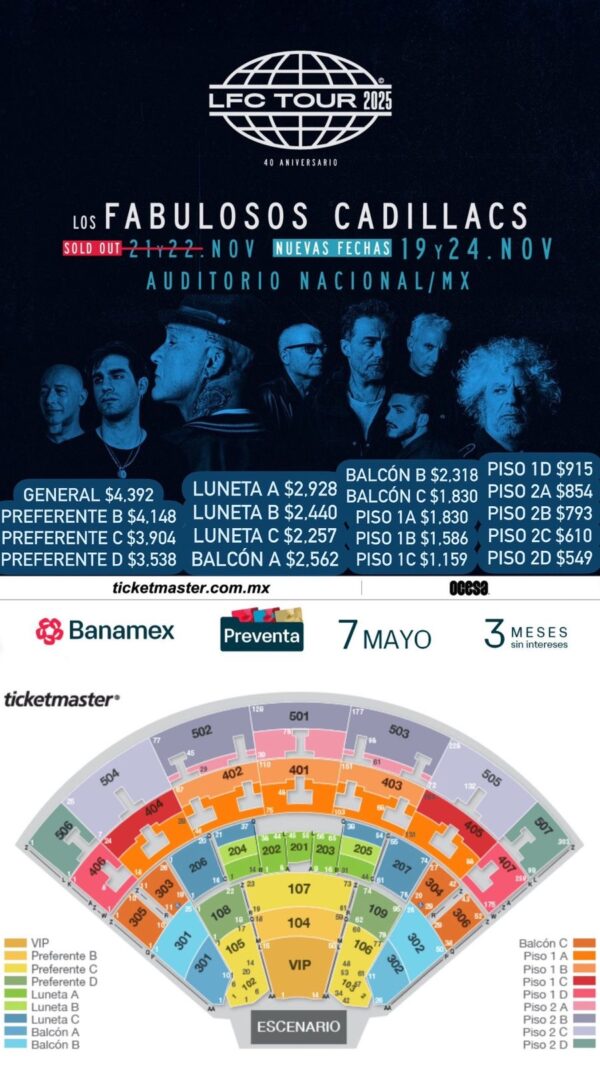 LOS FABULOSOS CADILLACS  9 y 24 de Noviembre del 2025  Auditorio Nacional  CDMX  México - Image 2