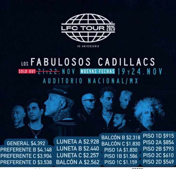 LOS FABULOSOS CADILLACS  9 y 24 de Noviembre del 2025  Auditorio Nacional  CDMX  México
