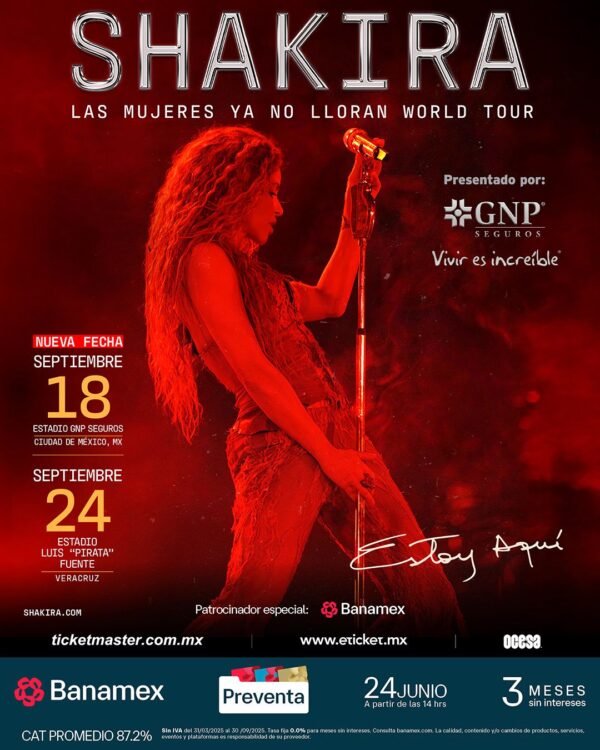 SHAKIRA Estadio GNP CDMX, 18 de Septiembre 2025