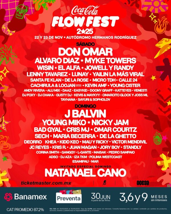 Coca-Cola Flow Fest  22 y 23 de Noviembre del 2025 Autódromo Hermanos Rodríguez CDMX México