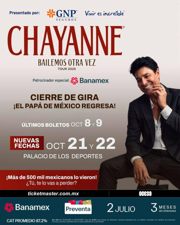 Chayanne  Bailemos Otra Vez Tour  21  de Octubre del 2025   Palacio de los Deportes  CDMX México