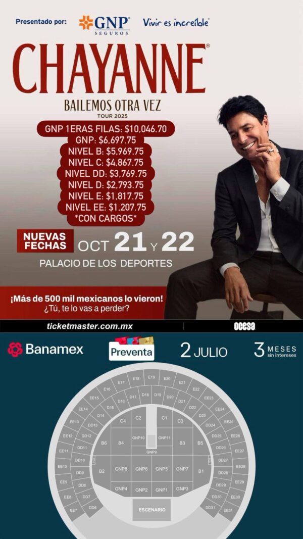 Chayanne  Bailemos Otra Vez Tour  22  de Octubre del 2025   Palacio de los Deportes  CDMX México - Image 2