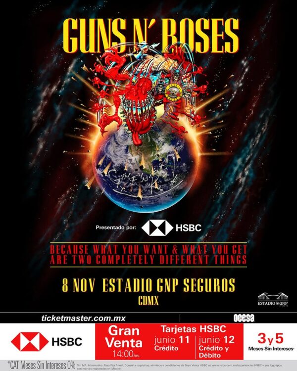 GUNS N’ ROSES 8 de Noviembre del 2025  Estadio GNP Seguros  CDMX  México