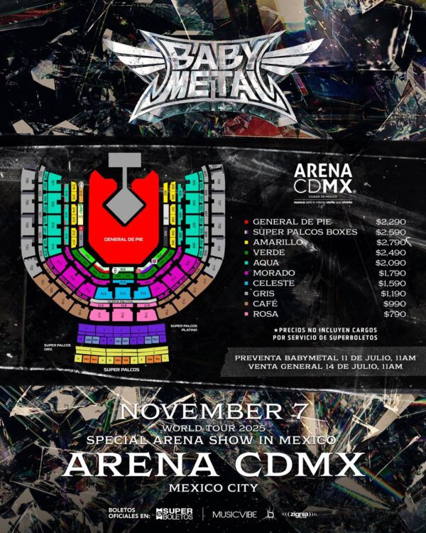 BABYMETAL Viernes 7 de Noviembre del 2025  Arena Ciudad de México  CDMX