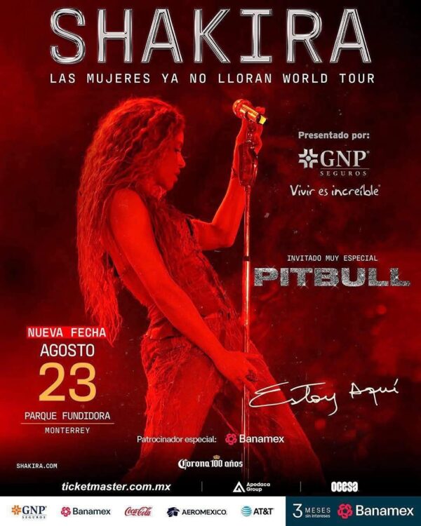 Shakira  23 de agosto de 2025 en Monterrey Parque Fundidora