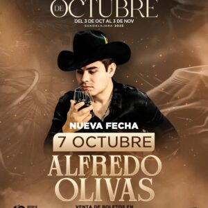 Alfredo Olivas  el 7 de octubre Palenque de las Fiestas de Octubre 2025 en Guadalajara.