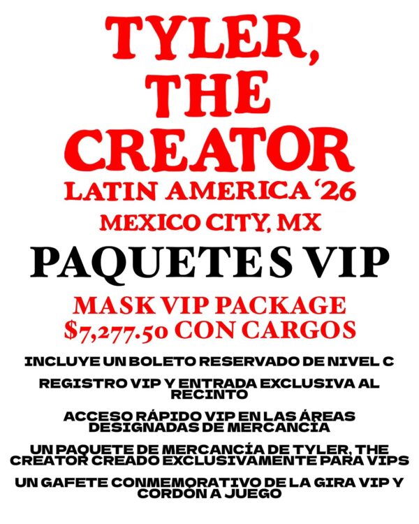 PAQUETES VIP TYLER THE CREATOR, 24 de Marzo del 2026, Palacio de los Deportes CDMX - Image 2