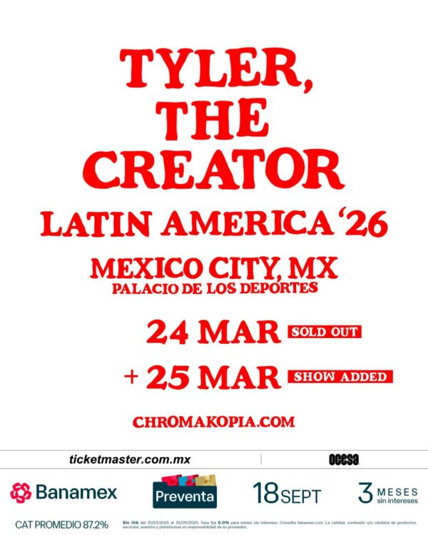 TYLER THE CREATOR, 25 de Marzo del 2026, Palacio de los Deportes CDMX