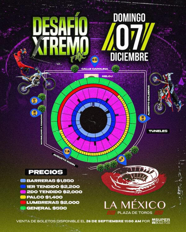 Desafío Extremo FMX 07 diciembre 2025 Plaza de Toros La México