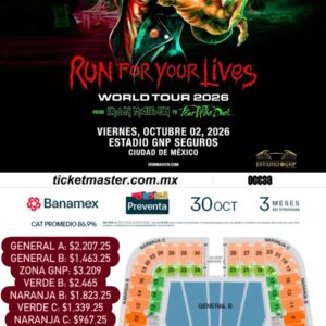 IRON MAIDEN  RUN FOR YOUR LIVES  2 de Octubre del 2026   Estadio GNP Seguros  CDMX México
