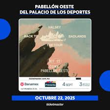 Halsey Badlands passport with access to the early entry mié, 22 de oct de 2025, 8:30 p.m. Pabellón del Palacio de los Deportes, México, CDMX