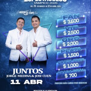 Boletos Jorge Medina Josi Cuen Tampico 11 Abril 2026 Centro Espectáculos