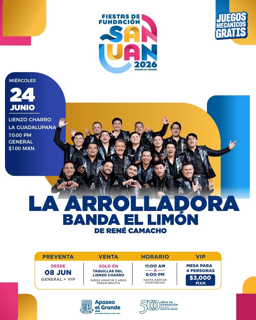 Oferta Boletos La Arrolladora Banda El Limón San Juan 2026 24 Junio | Palenque Pass